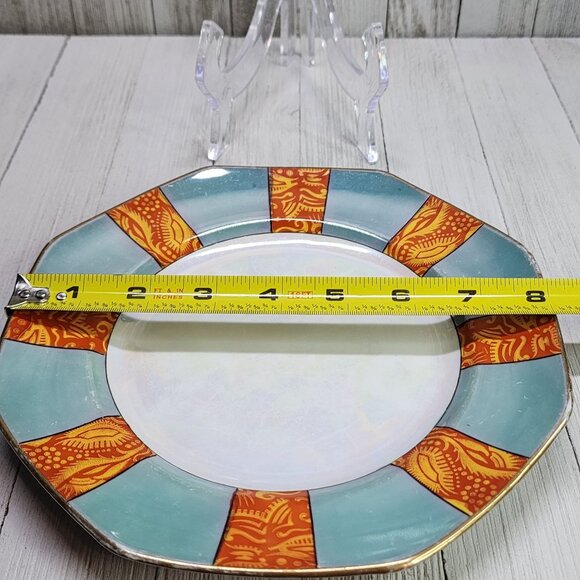 Noritake Hand Painted Octagon Dinner Plate Gold Rim 8'' Made in Japan - Picture 7 of 7